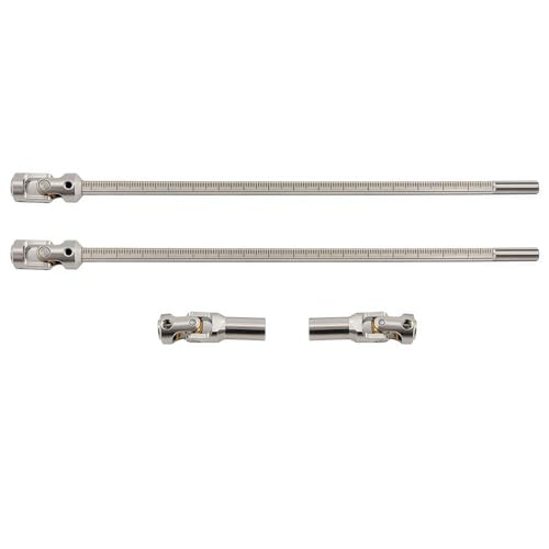 1/10 RC Crawler Cut-to-Length Drive Shaft Kit, Adjustable 68–229mm Stainless Steel RC Driveshaft Driveline with CNC Universal Joints and Mounting Screws, 2PCS (Silver) - color: Silver