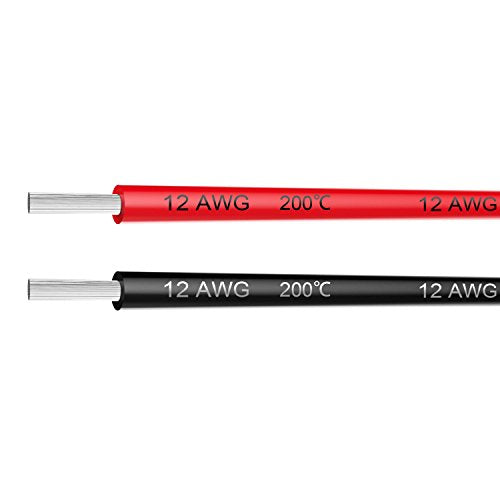Electrical Wire 12 AWG 12 Gauge Silicone Wire Hook Up Wire Cables 20 Feet [10 ft Black and 10 ft Red] Soft and Flexible 680 Strands 0.08 mm of Tinned Copper Wire High Temperature Resistance - size: 2 Colors each 10FT, style: 12AWG