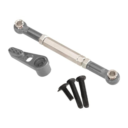 harayaa RC Car Steering Rod Adjustable Pull Rod Linkages Servo Linkage Rod Metal Front Rear Aluminum Alloy Upgrade Part for 1/10 RC Truck Accessories Suitable, Gray - color: Gray