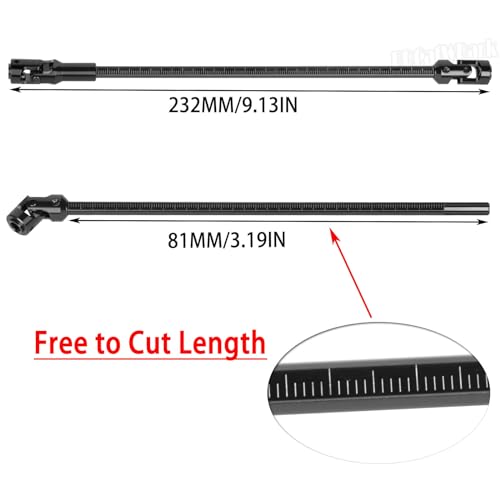 Free to Cut Length Drive Shaft Axles Upgrades Part for 1/10 LCG DIY RC Crawler SCX10 I SCX10 II SCX10 III TRX4 Capra,2PCS #45 Steel Universal Joint Driveshaft,Black - color: Black (Free to Cut Length Drive Shaft)