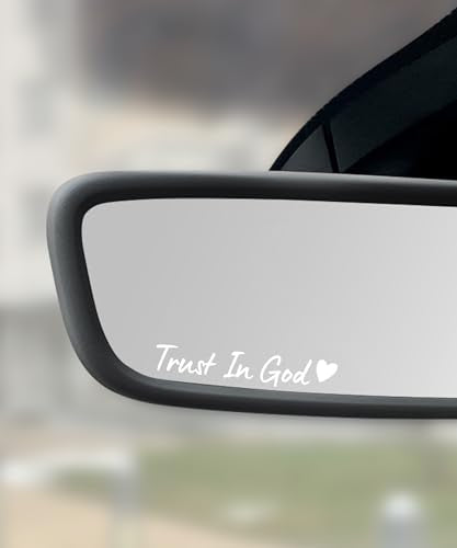 SCUARI 4PCS Car Stickers,Cars Decals,Car Accessories Trust in God Rearview Mirror Sticker,Trust in God Mirror Decals,Suitable for Most Cars, Trucks, Motorcycles, SUVs (White) - color: White
