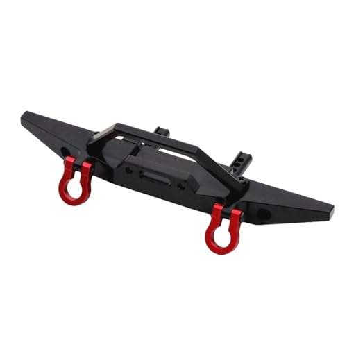 Metal Front and Rear Bumper Set with Bull Bar Red Tow Hooks Upgrades for MN MN128 1/10 RC Crawler Car Accessories (Front Black) - color: Front Black
