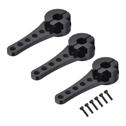 MECCANIXITY 3 Pcs Aluminum Servo Horn Long 25T Steering Arm 46mm Length Black Suitable for DIY RC Car/Boat/AirplanesBoat Model Accessories with M2.5 Screws - color: Black