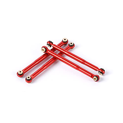 Aluminum Alloy Suspension Rod Links Set for Axial SCX24 C10 1/24 RC Crawler Car Upgrade Parts (Red) - color: Red