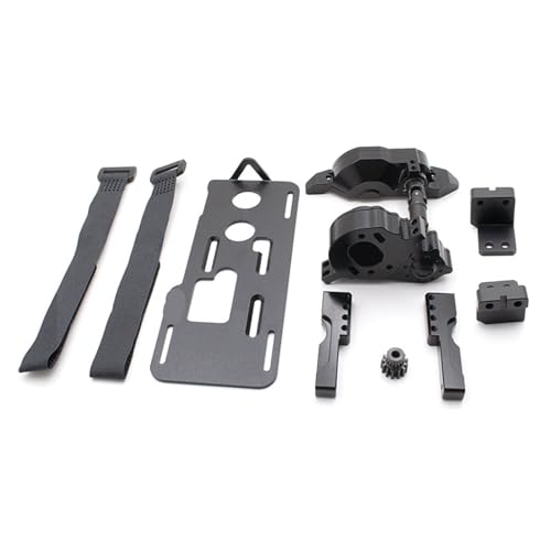 CNC Aluminum Front Transmission Gearbox & Front Servo Mount & Battery Tray for RC Crawler Car for Tra-xxas TRX4 TRX6(Black) - color: Black