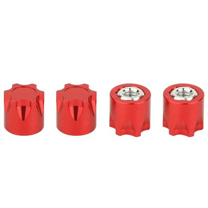 4PCS Aluminium Wheel Rim Center Cap M4 Nuts with Tool for 1/10 RC Crawler Axial SCX10 90046 TRX4 TRX6 Tamiya Recat RC Crawler Upgrades，Star Shape (red) - color: Red