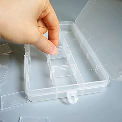 Yansanido 4 Pcs 15 Grids Clear 6.85 Inch X 3.85 Inch Adjustable Small Removable Clear Plastic Jewelry Organizer Divider Storage Box Jewelry Earring Tool Containers - color: Clear