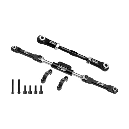 GPM 4140 Carbon Steel + 7075 Alloy Servo Link & Front Steering Link Set Upgrade Parts for Vanquish 1/10 H10 Optic Yokohama Sparco RC Crawler Truck Accessories Replacement，Black - color: Black