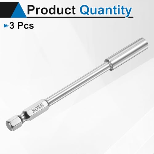 HARFINGTON 3pcs Nut Driver Drill Bit 5mm Metric Socket 1/4" Hex Shank 3.94" (100mm) Long 6-Point Socket Quick Change CR-V Steel Bolt Setters for Power Drill Driver - size: 5mm