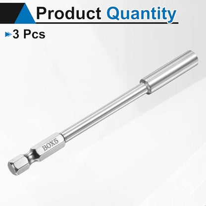 HARFINGTON 3pcs Nut Driver Drill Bit 5mm Metric Socket 1/4" Hex Shank 3.94" (100mm) Long 6-Point Socket Quick Change CR-V Steel Bolt Setters for Power Drill Driver - size: 5mm