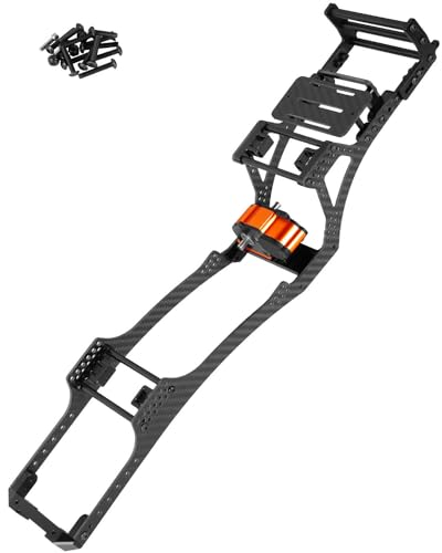 RC Carbon Fiber Frame Chassis w/Gearboxes Upgrades Part for 1/10 SCX10 SCX10 II 90046 90047 RC Crawler Car,Orange - color: Orange - Parts