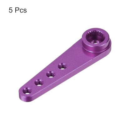MECCANIXITY 5 Pcs Aluminum Servo Horn Long 25T Steering Arm 37mm Length Purple Suitable for DIY RC Car/Boat/AirplanesBoat Model Accessories - color: Purple