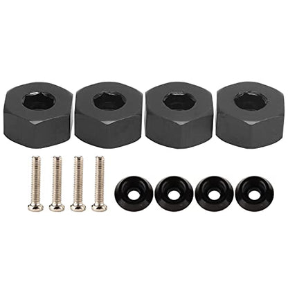 4pcs RC Hex Combiner, Wheel Hub Hex Adapter 5mm to 12mm Combiner Available for WPL D12 1/10 RC Model Trucks (Black BL)