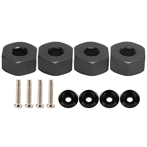 4pcs RC Hex Combiner, Wheel Hub Hex Adapter 5mm to 12mm Combiner Available for WPL D12 1/10 RC Model Trucks (Black BL)