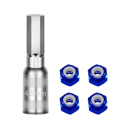 Set of 4 Aluminum Wheel Nut Including Installation Set Suitable for 1/30 Scale SCX30 Remote Control Vehicle Remote Control Car Wheel Nut - color: Blue