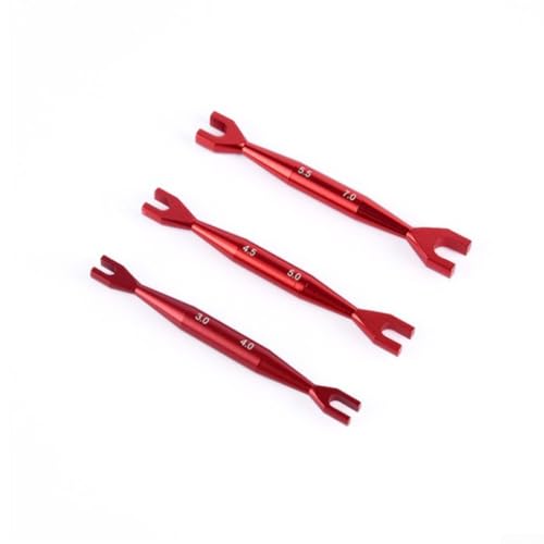 Rc Car Wrench Set, Aluminum Open End Spanner, Double End Tool Kit, 1/10 Rc Crawler Wrench, 3Mm 4Mm 5Mm Nut Driver, Axial Scx10 Tools, Hobby Repair Hand Tools(red) - color: Red