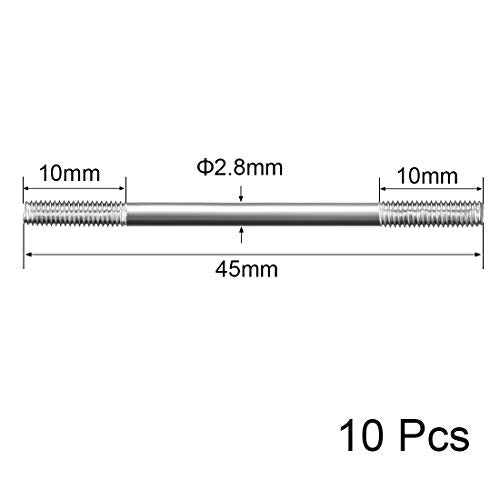 uxcell M3x45mm Pushrod Connector Stainless Steel Rod Linkage,for RC Boat,Car,Airplane,Helicopter,10pcs - size: M3x45mm