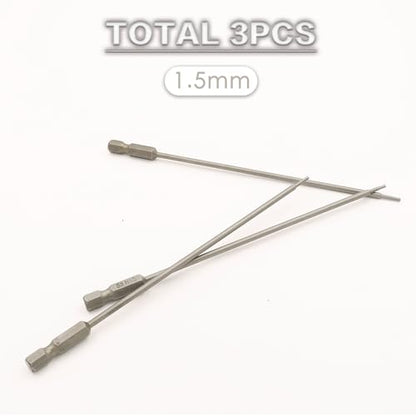 RC Hex Bit 6 Inch Power Bits 4mm for Screwgun/Power Drill(1.5MM X 3PCS) | High-speed Steel Precision Screwdriver Bits,Hex Head Allen Wrench Drill Bit Set,Magnetizable Tips,S2 alloy steel - size: 1.5MM X 3PCS