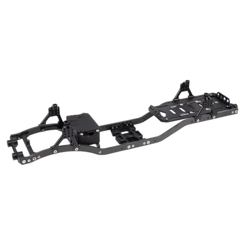 RC Car Parts for SCX10 for Chassis 1/10 with Carbon Fiber Rails Aluminum Brace Skid Plate Adjustable Shock Mount Battery Tray RC Crawler Upgrade Replacement(Black) - color: Black