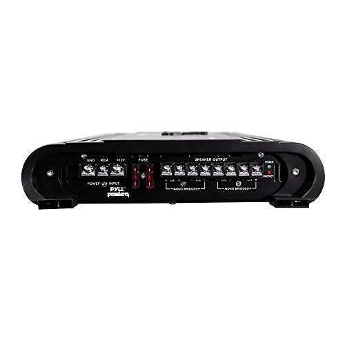 Pyle 4 Channel Car Stereo Amplifier - 4000W High Power 4-Channel Bridgeable Audio Sound Auto Small Speaker Amp Box w/ MOSFET, Crossover, Bass Boost Control, Silver Plated RCA Input Output -PLA4478