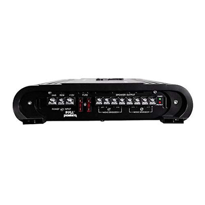 Pyle 4 Channel Car Stereo Amplifier - 4000W High Power 4-Channel Bridgeable Audio Sound Auto Small Speaker Amp Box w/ MOSFET, Crossover, Bass Boost Control, Silver Plated RCA Input Output -PLA4478