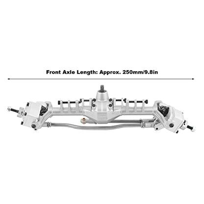 Remote Control Crawler Metal Front Portal Axle Assembly for Axial Capra 1.9 UTB RC Car with Aluminum Alloy Hardened Steel Bearing Steering Rod (Black Red)