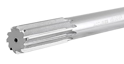 Accusize Industrial Tools 1'' H.S.S. M2 Straight Shank Straight Flute Chucking Reamer, Flute Length 2-3/4'', Oal 10-1/2'', 8 Flute, 5015-0285 | 1" HSS M2 Straight Shank Straight Flute Chucking Reamer, Flt Len 2-3/4", OAL 10-1/2", Right Hand Cut, 8 Flute -