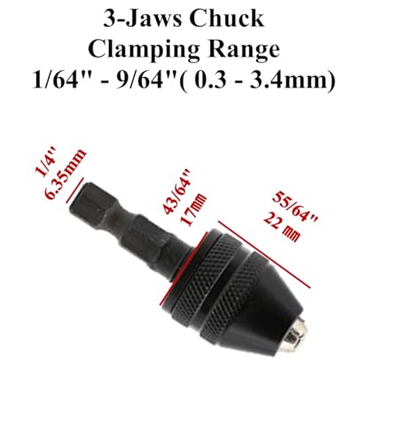 aiyun Drill Bit Adapter 1/4 Hex Shank Small Chuck (0.6-8mm,0.3-3.6mmX2) - size: 0.6-8mm x 1, 0.3-3.6mm x 2