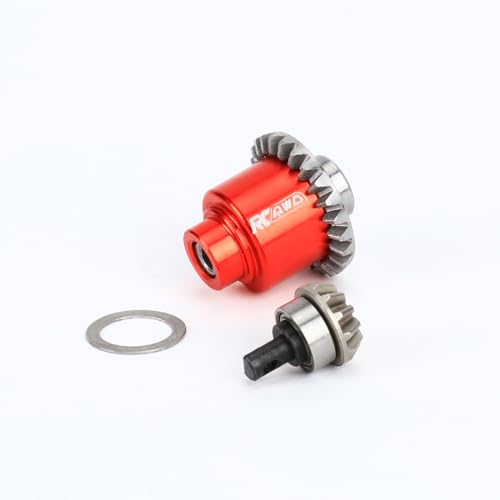 RCAWD Full-Metal Differential Assembly with Drive Gear for 1/18 1/24 Scx24 FMS Fcx18 Fcx24 Rc Crawler Car Upgrade Parts red - color: Red