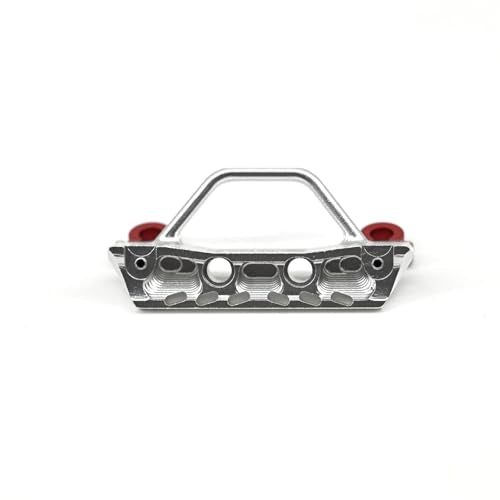Details RC Aluminum Alloy Front Bumper with Red Shackles for Axial SCX30 Jeep Wrangler, 1/30 Scale RC Car Upgrade Part (Sliver) - color: Sliver