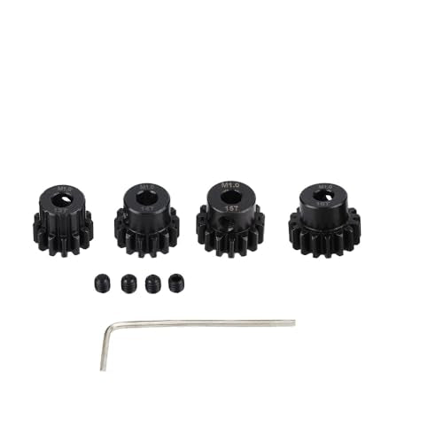 Hardened Steel Upgrade Pinion Gear Set: 13T 14T 15T 16T fit 5mm RC Motor Shaft (Work with Steel Spur Gears) for RC Vehicles, Set of 4