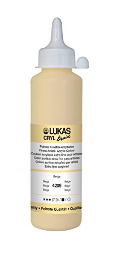 Lukas Cryl Liquid Soft Body Acrylic Paints for Painting - Professional Low Viscosity - 250 ml Bottle Beige - color: Beige