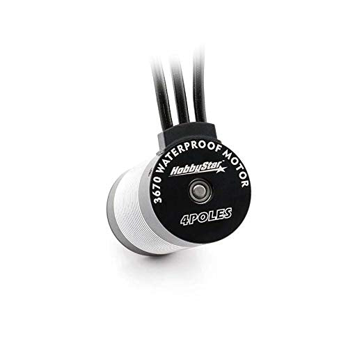 3670 4-Pole Waterproof Brushless Sensorless Motor, 1850KV for RC Car, Truck, Boat, EDF