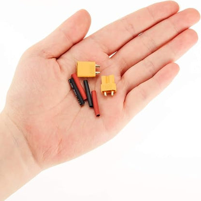 Frienda 20 Pairs XT30 Connectors Male and Female Connectors Plugs Set, Rc Lipo Battery Connector Kit with Heat Shrink Tubing Nylon Gold-Plated Bullet for Frv Drone, Rc Car, Boat, Esc