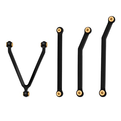 Aluminum High Clearance Suspension Links for Axial SCX24 AXI00001 C10 AXI00002 Jeep 1/24 RC Crawler Car Upgrades (Black) - color: Black
