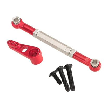 harayaa RC Car Steering Rod Adjustable Pull Rod Linkages Servo Linkage Rod Metal Front Rear Aluminum Alloy Upgrade Part for 1/10 RC Truck Accessories Suitable, Red - color: Red