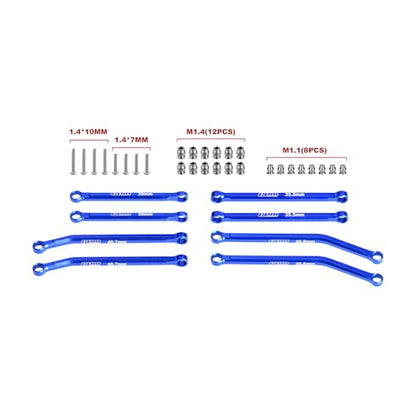 GPM for Axial SCX30 1/30 7075-T6 Aluminum Front & Rear Link Set RC Crawler for SCX30 Ford Bronco Jeep Wrangler JLU Chevrolet K10 (Blue) - color: Blue