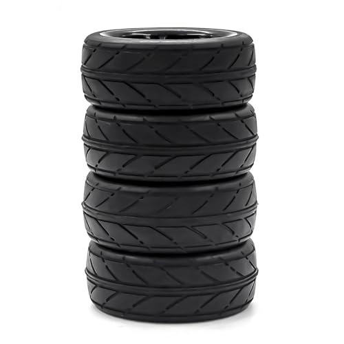 4pcs Hard Plastic 1/10 RC On-Road Solid Wheels and Tires 12mm Hex for HSP for Tamiya TT01 TT02 RC Drift Rally Car