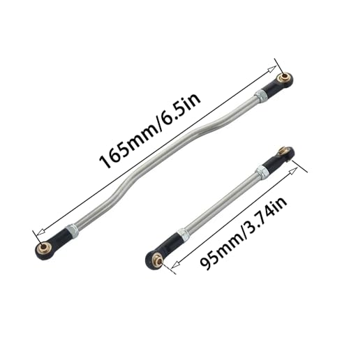 Aluminum Steering Links Kit for Axial Capra 1.9 UTB - 2Pcs Adjustable Servo Link End Rods, Metal Steering Linkage Upgrade for 1/10 RC Crawler Unlimited Trail Buggy (RTR Compatible)