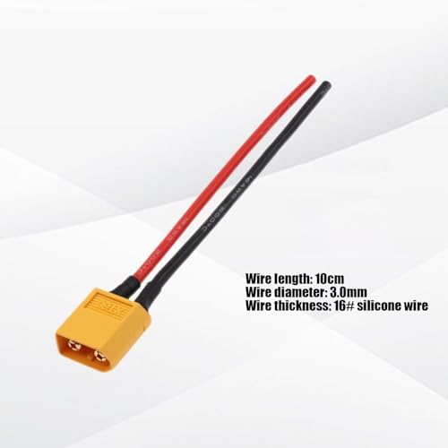 XT60 Connector – Prewired 16AWG Male Female Plug Set | High Current Adapter Cable for RC Battery Pack, Drone Charger, Quadcopter, FPV Airplane, Car, Truck, RV, Boat, DIY Robotics, Electronic - size: male/line 16 10cm