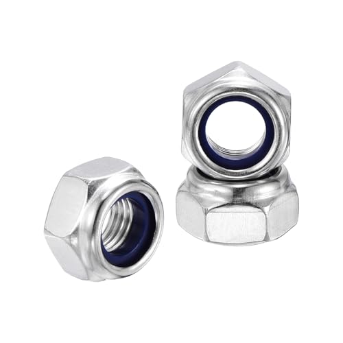10Pcs Nylon Locking Hex Nuts - [M8-1], 304 Stainless Steel Hardware Nuts, Silver, for Automotive, Aerospace, Industrial Applications Use - color: Silver, size: M8x1mm