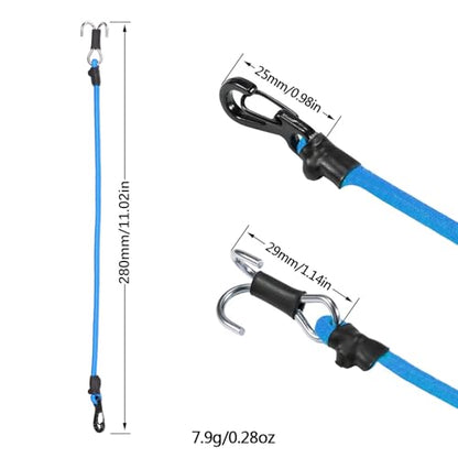 2pcs 280mm Elastic Strap Escape Rope Kinetic Winch Strap with Rescue Trailer Hook for 1/18 1/24 RC Crawler Car TRX4M High Trail SCX24 FCX24 (Blue) - color: Blue