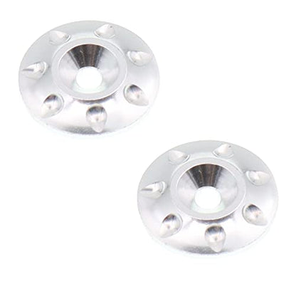 2PCS Metal Rear Wing Buttons Washer,Universal Rear Fixed Tail Protection Spacer/Gasket Compatible with 1/10 RC Off Road Short Truck Buggy Racing Car(Silver) - color: Silver