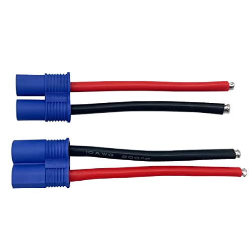 2Pairs EC8 Connector Male & Female Extension Cable with 10AWG 10cm Gauge Silicone Wire for RC Lipo Batteries Cars FPV Drones - style: EC8