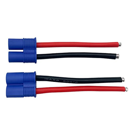 2Pairs EC8 Connector Male & Female Extension Cable with 10AWG 10cm Gauge Silicone Wire for RC Lipo Batteries Cars FPV Drones - style: EC8