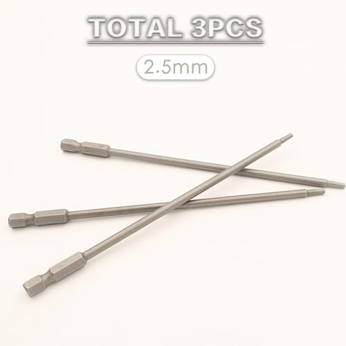RC Hex Bit 6 Inch Power Bits 4mm for Screwgun/Power Drill(2.5MM X 3PCS) | High-speed Steel Precision Screwdriver Bits,Hex Head Allen Wrench Drill Bit Set,Magnetizable Tips,S2 alloy steel - size: 2.5MM X 3PCS