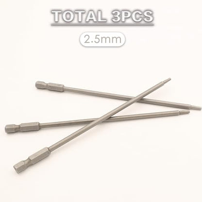 RC Hex Bit 6 Inch Power Bits 4mm for Screwgun/Power Drill(2.5MM X 3PCS) | High-speed Steel Precision Screwdriver Bits,Hex Head Allen Wrench Drill Bit Set,Magnetizable Tips,S2 alloy steel - size: 2.5MM X 3PCS