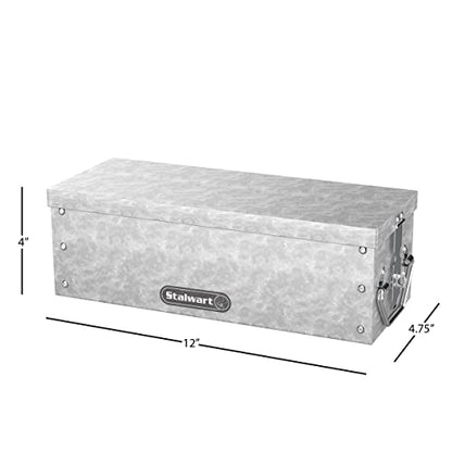 Stalwart Lock Box with Folding Handle - Durable Metal Storage Chest with Stackable Design to Secure Valuables, Cash, Jewelry, and Weapons (Silver)(Pack of 2) - size: 1 Count (Pack of 2)