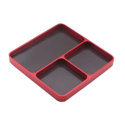 Magnetic 3-Grid Parts Storage and Maintenance Tool Tray (98x98x11mm) Compatible with RC Cars, Drones, Model Vehicles and Electronic Repair(Red) - color: Red