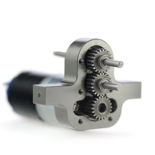 CNC Metal Transfer Gearbox & 370 Motor Set, High Torque Transmission Upgrade for WPL C14 C24 B14 B36, MN D90 MN99S, Q60 1/16 RC Truck (Light Grey) - color: Light Grey